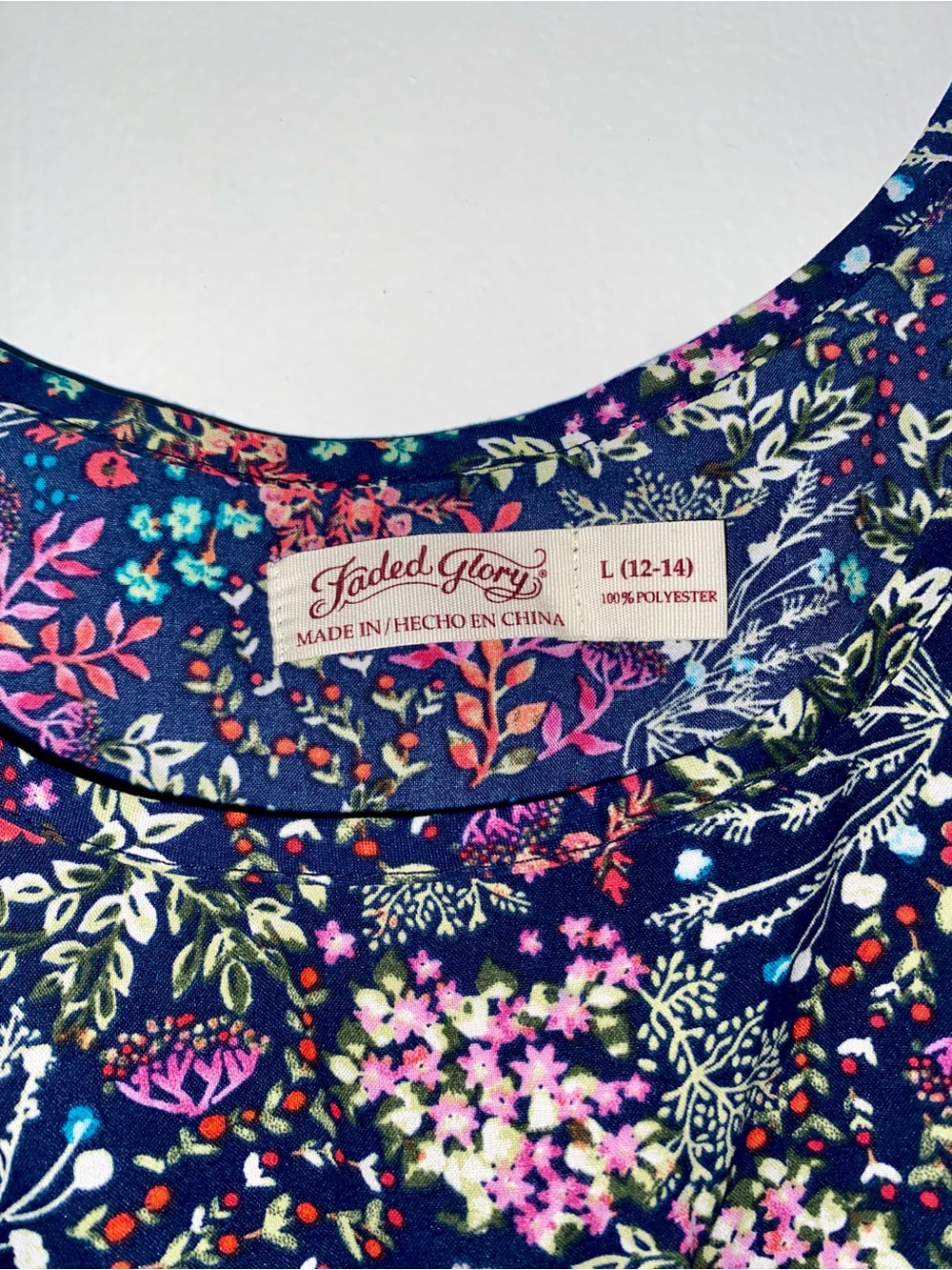 Floral Sleeveless Tank Top - Navy Multi - Picture 3 of 4